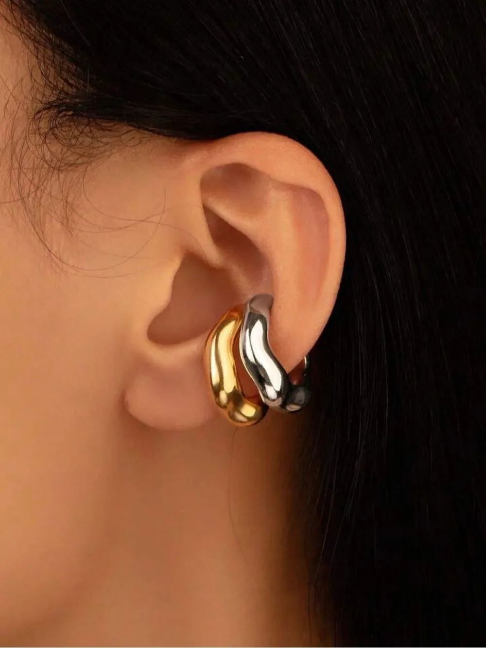 Chunky Open Hoop Ear Cuffs in Gold and Silver A1730